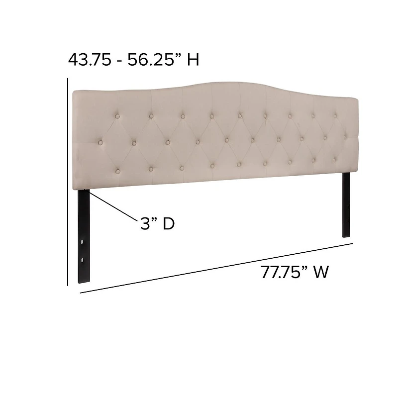 Arched King Button Tufted Upholstered Headboard