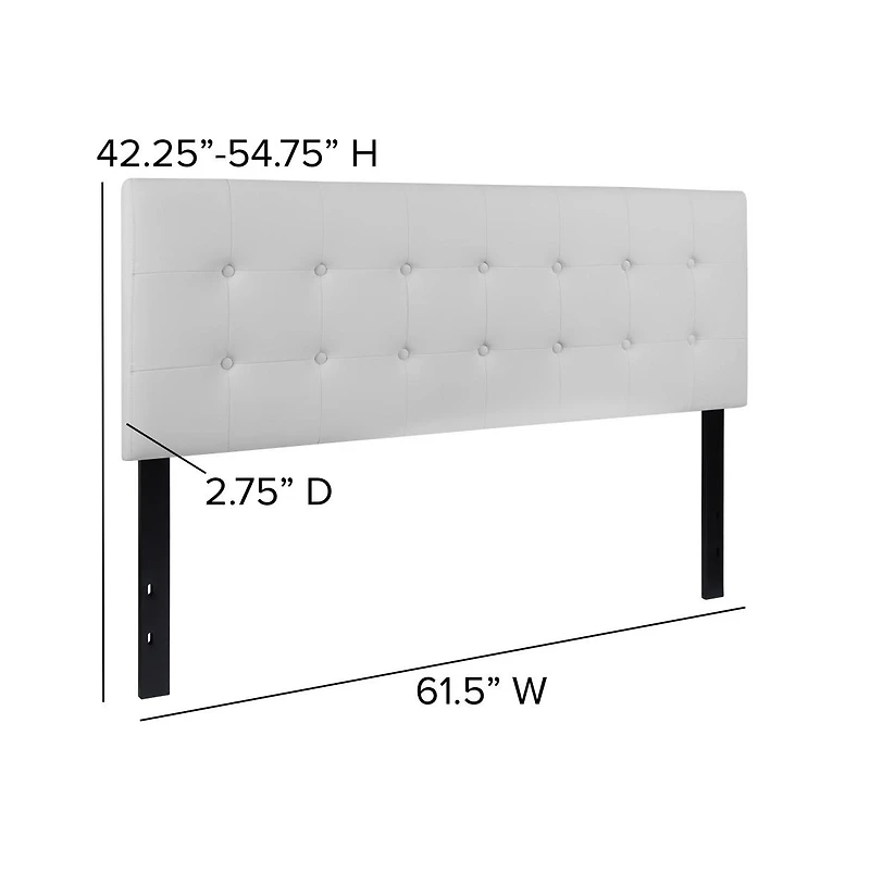 Button Tufted Queen Upholstered Headboard