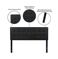 Button Tufted Queen Upholstered Headboard