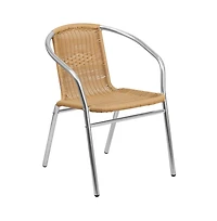 23.5" Square Aluminum Garden Patio Table Set With 4 Rattan Chairs