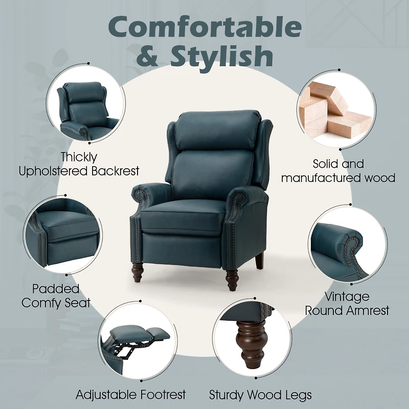 Pierce Genuine Leather Recliner with Nailhead Trims