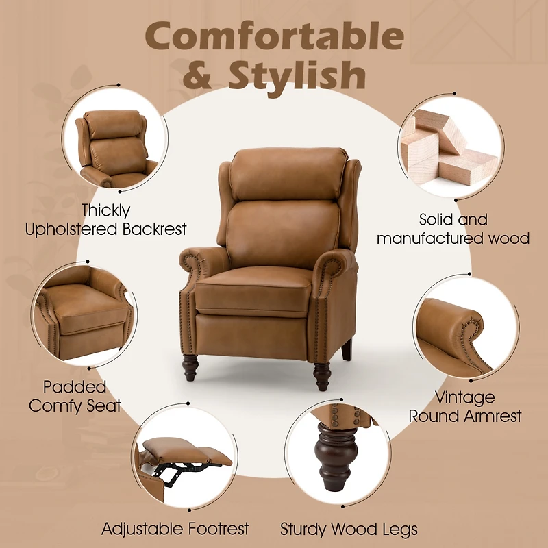 Pierce Genuine Leather Recliner with Nailhead Trims