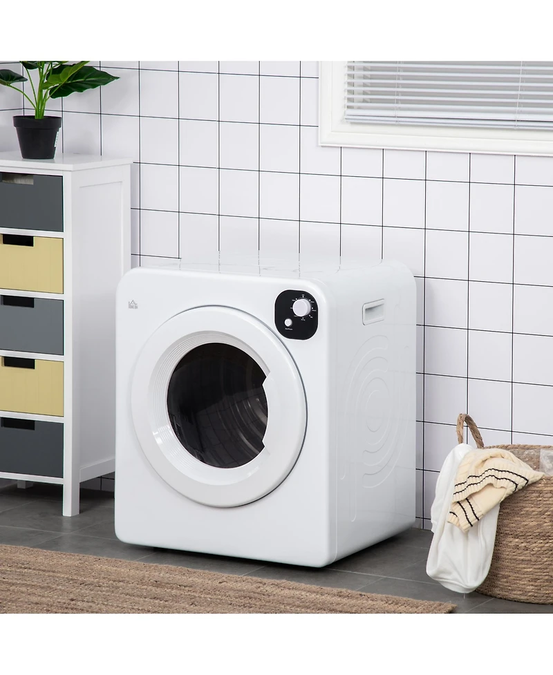 Homcom 1300W Compact Laundry Dryer with 3.2 cuft Stainless Steel Drum