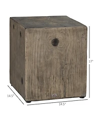 Homcom Decorative Side Table with Square Tabletop, Rustic End Table with Wood Grain Finish, for Indoors and Outdoors, Grey