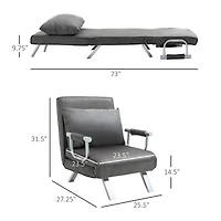 Homcom Modern Futon Sofa Lounger Couch with Adjustable Backrest & Comfy Pillow, Dark Grey