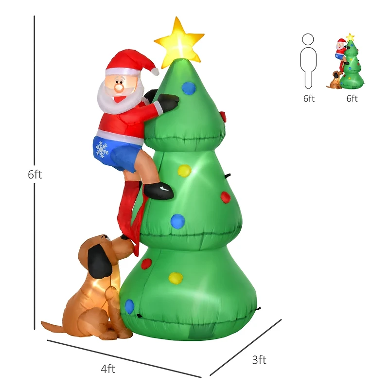Homcom 6' Christmas Outdoor Santa Claus & Tree Yard Inflatable Led Holiday Decoration