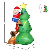 Homcom 6' Christmas Outdoor Santa Claus & Tree Yard Inflatable Led Holiday Decoration