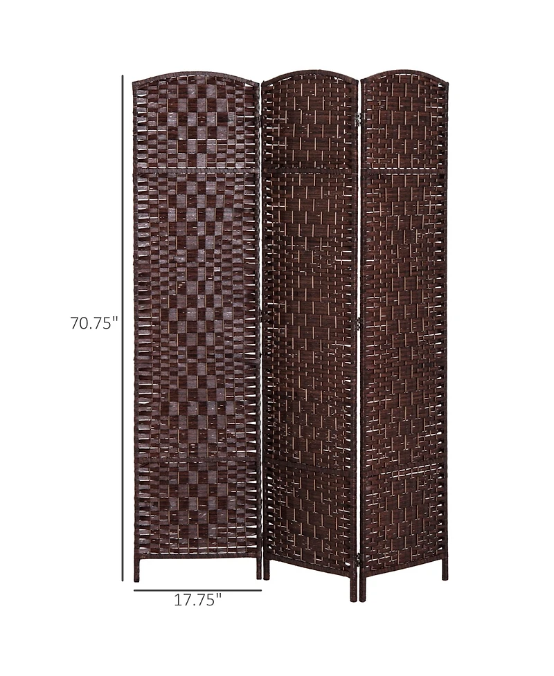 Homcom 3 Panel Resin Wicker Folding Room Divider Privacy Screen Home Office