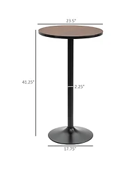 Homcom 42"H Rustic Industrial Metal Elm Wood Top Bar Height Standing Pub Table
