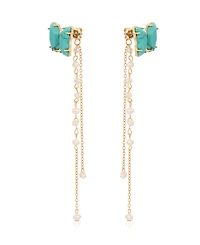 Ettika Turquoise Butterfly Freshwater Pearl Chain Dangle Earrings