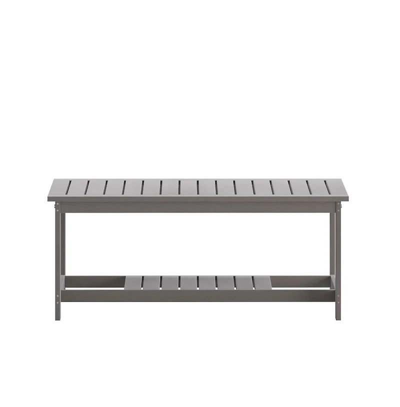 Riviera All-Weather Poly Resin Wood Two Tiered Adirondack Slatted Coffee Conversation Table