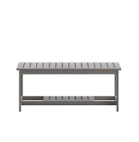 Riviera All-Weather Poly Resin Wood Two Tiered Adirondack Slatted Coffee Conversation Table