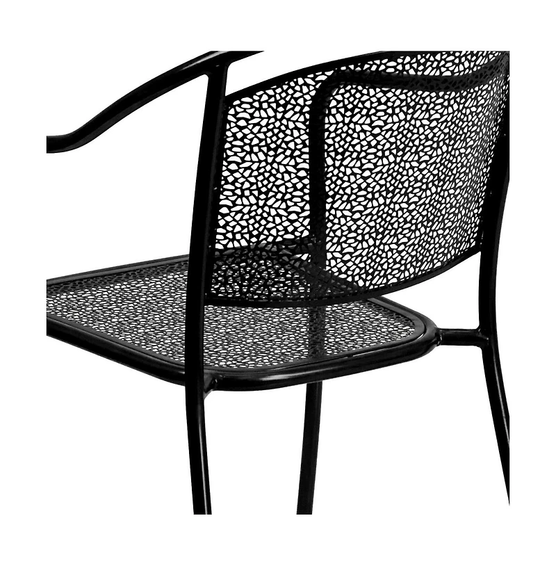 Emma+Oliver Commercial Grade 5 Pack Indoor-Outdoor Steel Patio Arm Chair With Round Back