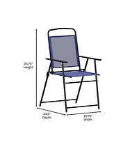 Munroe Set Of Textilene Folding Sling Style Patio Chairs With Armrests