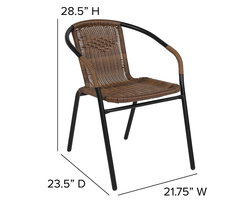 Pack Rattan Indoor-Outdoor Restaurant Stack Chair With Curved Back