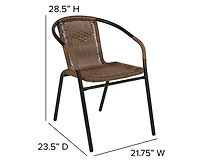 Pack Rattan Indoor-Outdoor Restaurant Stack Chair With Curved Back