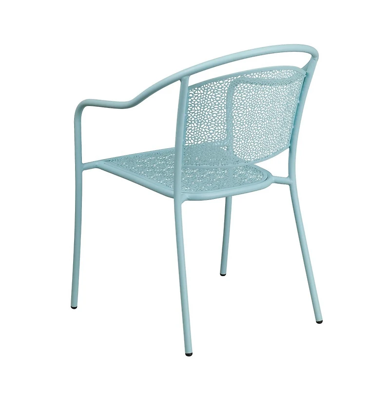 Emma+Oliver Commercial Grade 5 Pack Indoor-Outdoor Steel Patio Arm Chair With Round Back