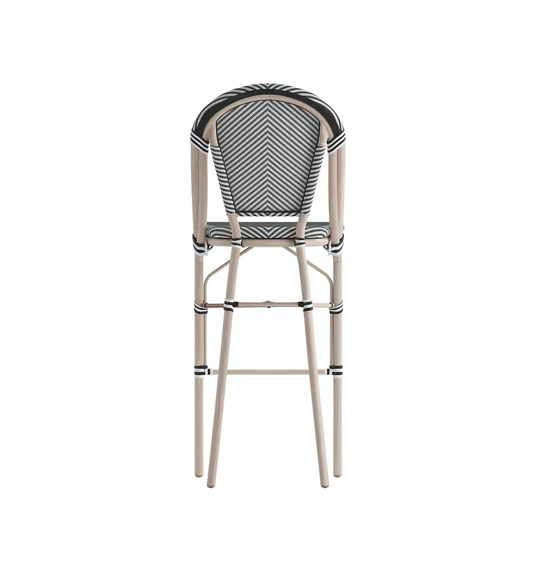 Emma+Oliver Massalia Indoor/Outdoor Bistro Style Bar Stools With Textilene Seat And Metal Frame