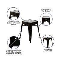 Merrick Lane Set Of 4 Sloane 18" High Backless Stacking Dining Stools With Durable Metal Frame