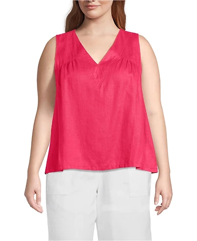 Lands' End Plus Linen V Neck Top