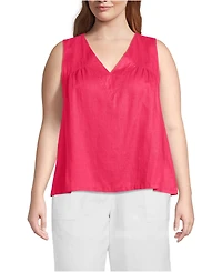 Lands' End Plus Linen V Neck Top