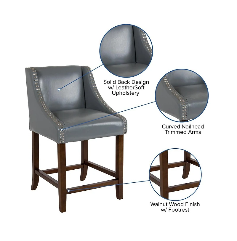 Taylorsville 24 Inch Counter Height Stool With Nailhead Trim