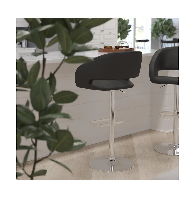 Rothko Modern Bar Stool Rounded Mid-Back Stool With Height Adjustable Swivel Seat