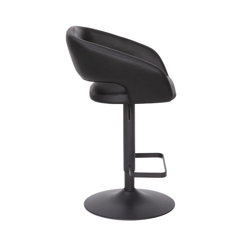Shae Contemporary Upholstered Adjustable Height Barstool With Rounded, Cutout Mid-Back And Pedestal Base
