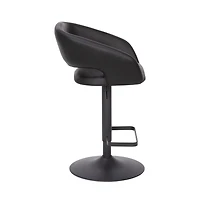 Shae Contemporary Upholstered Adjustable Height Barstool With Rounded, Cutout Mid-Back And Pedestal Base