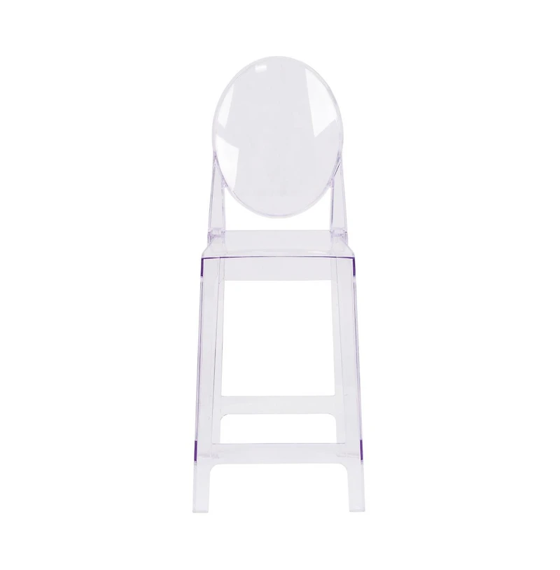 Ghost Counter Stool In Transparent Crystal With Oval Back