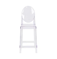 Ghost Counter Stool In Transparent Crystal With Oval Back