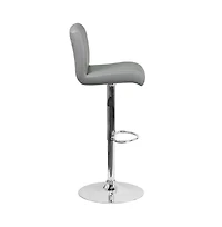 2 Pack Contemporary Vinyl Adjustable Height Barstool With Rolled Seat And Chrome Base