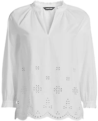 Lands' End Women's Eyelet Split Neck Shirt