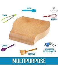 Zulay Kitchen Wood Spoon Rest For Kitchen - Smooth Wooden Spoon Holder For Stovetop