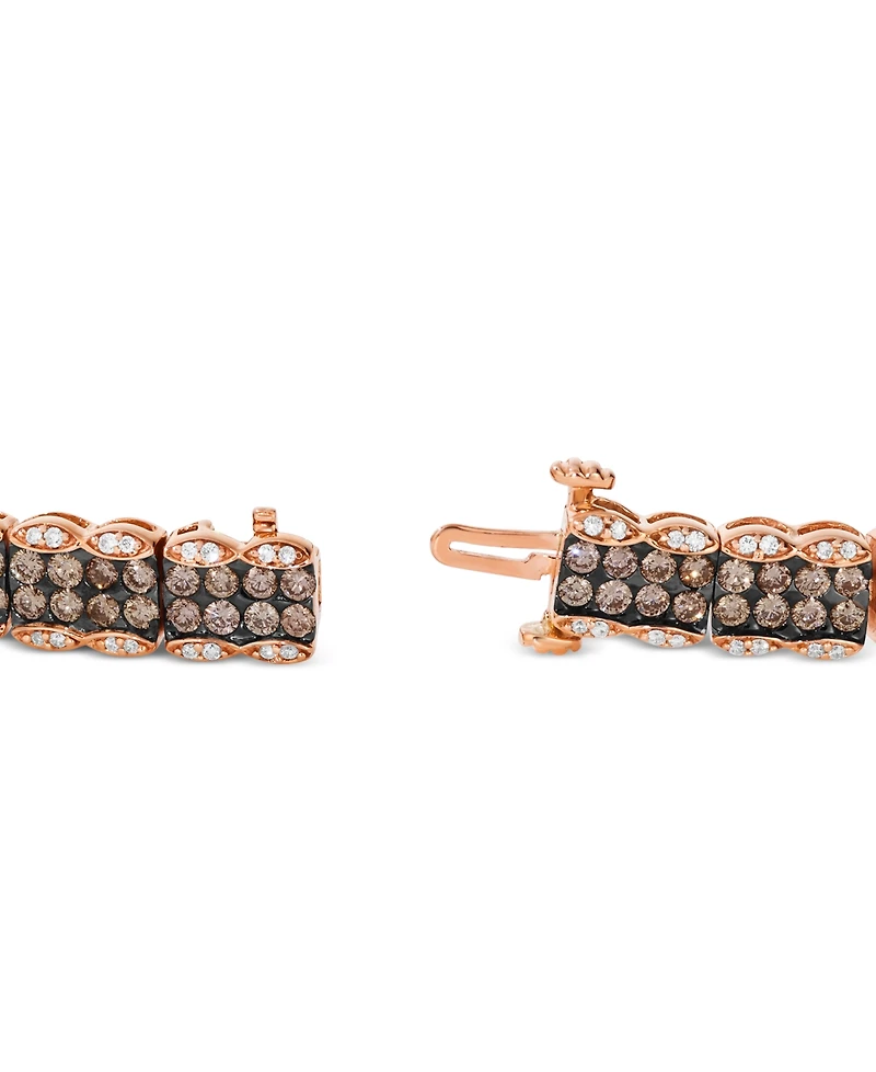 Le Vian Chocolatier Chocolate Diamond & Vanilla Diamond Pave Cluster Tennis Bracelet (5-7/8 ct. t.w.) in 14k Rose Gold