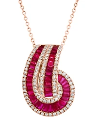 Effy Ruby (2-1/3 ct. t.w.) & Diamond (3/8 ct. t.w.) Swirl 18" Pendant Necklace in 14k Rose Gold