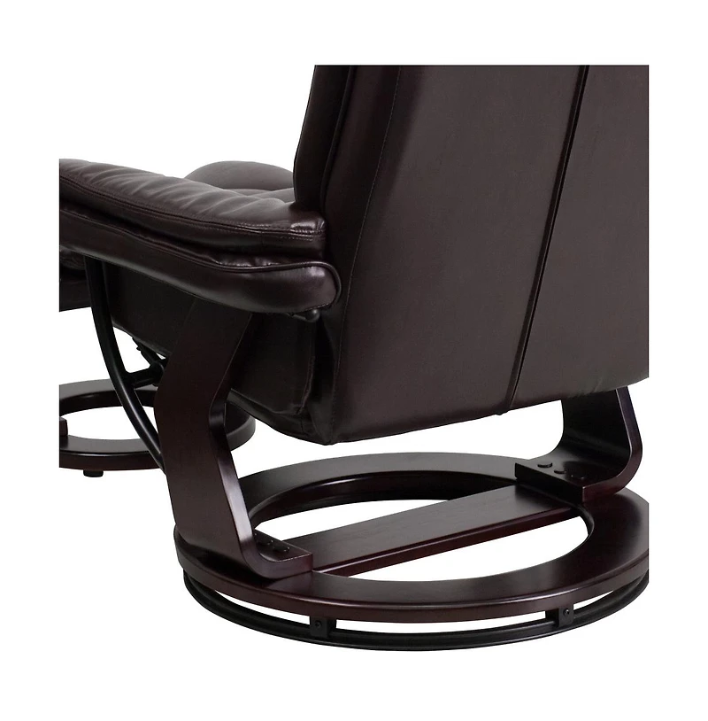 Multi-Position Stitched Recliner & Ottoman With Swivel Base