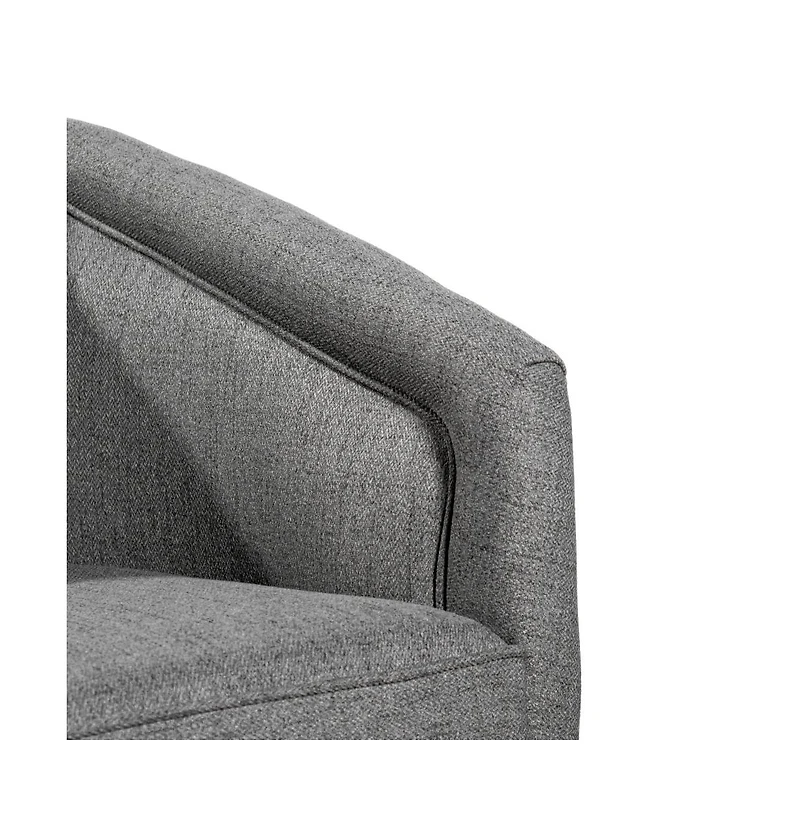Wyn Upholstered Club Style Barrel Chair With Sloped Armrests And 360 Degree Swivel Base In A Vinyl Wrap