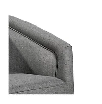 Wyn Upholstered Club Style Barrel Chair With Sloped Armrests And 360 Degree Swivel Base In A Vinyl Wrap