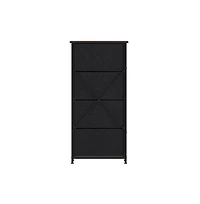 Marley 4 Drawer Storage Dresser With Cast Iron Frame, Wood Top And Easy Pull Engineered Drawers Wooden Handles