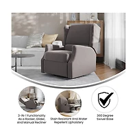 Abby 3-In-1 Wingback Manual Recliner Rocker Swivel Glider Chair