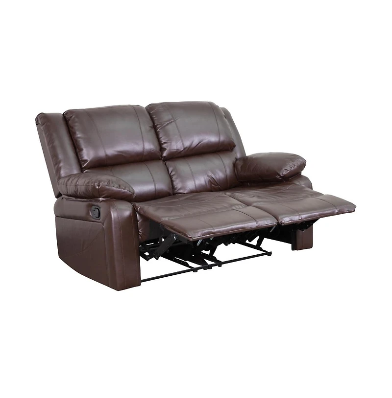 Bustle Back Loveseat With Two Built-In Recliners