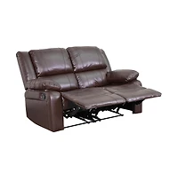 Bustle Back Loveseat With Two Built-In Recliners