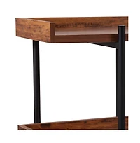 Madison Industrial Style 3 Tiered Shelving Unit With Metal Frame And Raised Border - 35"H