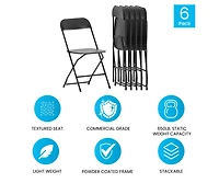 Emma+Oliver Set Of 6 Stackable Folding Plastic Chairs - 650 Lb Weight Capacity