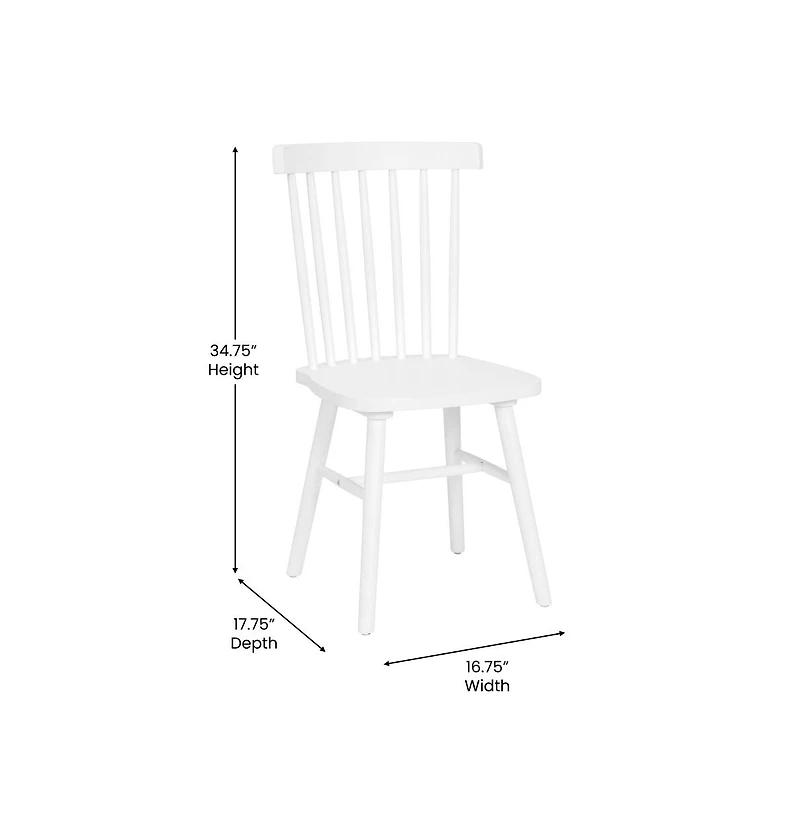 Torrin Set Of Two Premium Solid Wood Spindle Back Dining Chairs With Saddle Seats And Floor Protectant Felt Pads