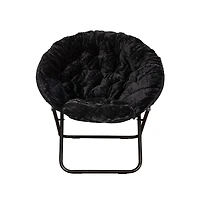 Ersa Oversize Folding Saucer Chair With Cozy Faux Fur Cushion And Metal Frame For Dorms, Bedrooms, Apartments More