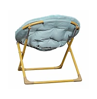 Emma+Oliver Io Kid'S Folding Saucer Chair With Cozy Faux Fur Upholstery And Metal Frame For Playroom, Bedrooms, Nursery And More