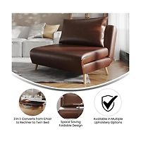 Merrick Lane Celine Convertible Tri-Fold Sleeper Chair With Channel Stitching And Pillow