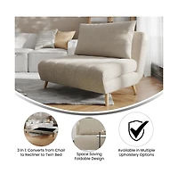 Merrick Lane Celine Convertible Tri-Fold Sleeper Chair With Channel Stitching And Pillow